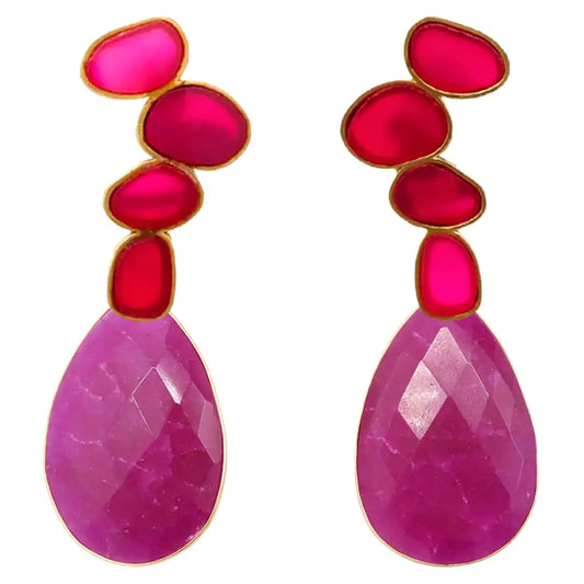 Set Matrix Pendientes Genís Big y Elix XL Fucsia buganvilla