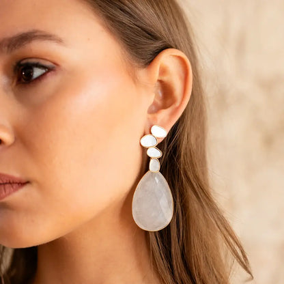 Set Matrix Pendientes Genís Small y Elix XL Blanco