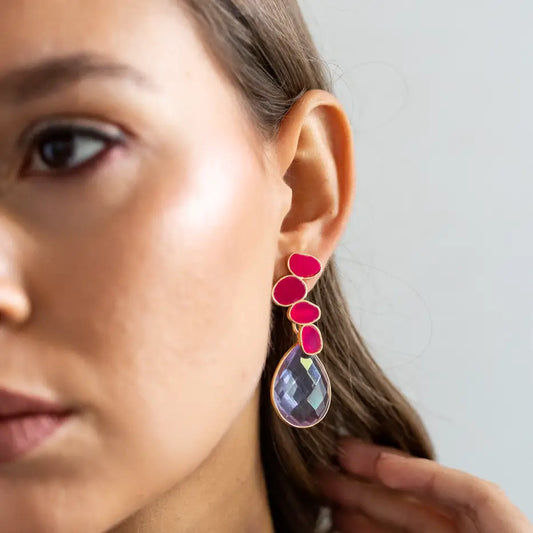 Set Matrix Pendientes Genís Small y Tear Fucsia y Lila