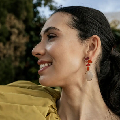 Matrix Pendientes Genís Small Rubí y Rojo coral