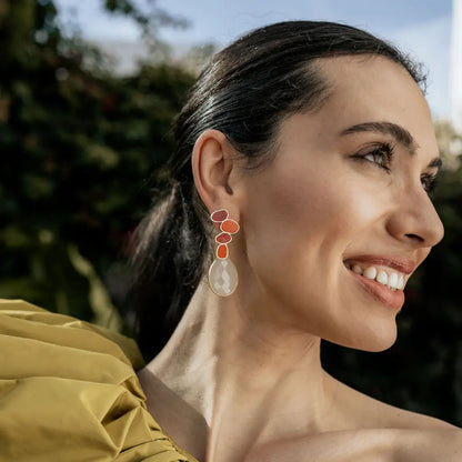 Matrix Pendientes Genís Small Rubí y Rojo coral