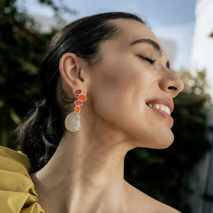 Matrix Pendientes Genís Small Rubí y Rojo coral