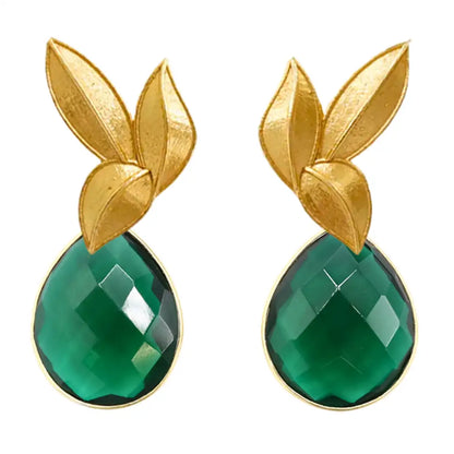 Set Matrix Pendientes Laguén y Tear Verde esmeralda cristal