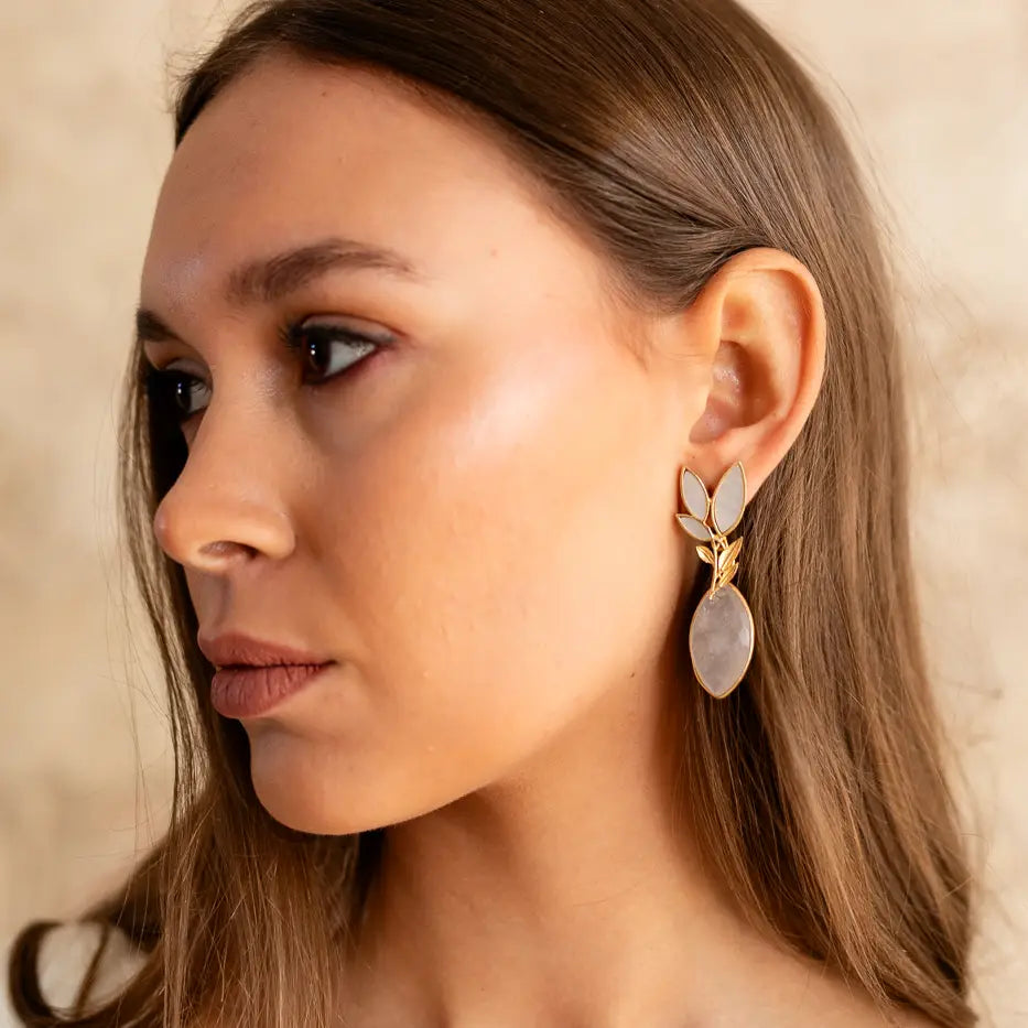 Set Matrix Pendientes Leaves y Eye Blanco