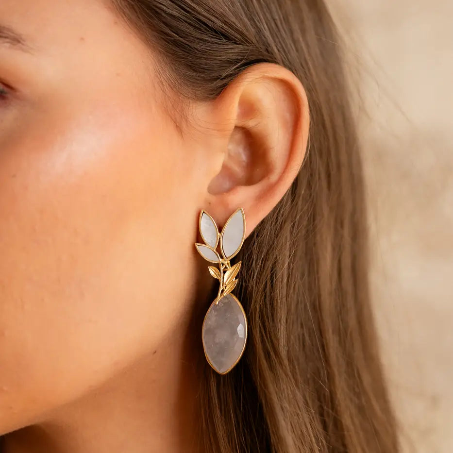 Set Matrix Pendientes Leaves y Eye Blanco