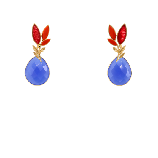 Set Matrix Pendientes Leaves y Tear Rojo, Rubí y Azul Klein