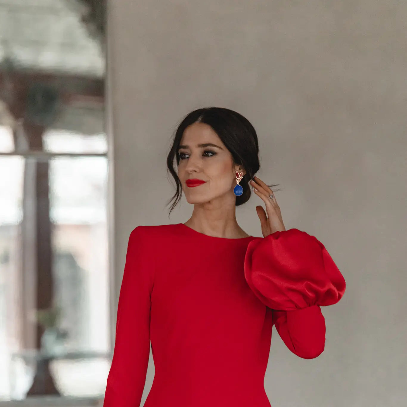 Set Matrix Pendientes Leaves y Tear Rojo, Rubí y Azul Klein