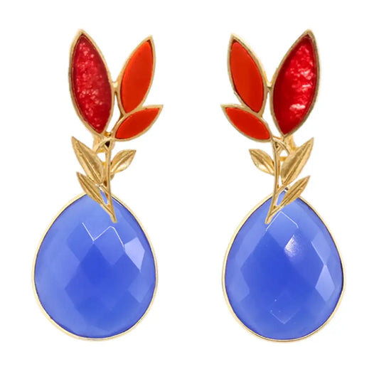 Set Matrix Pendientes Leaves y Tear Rojo, Rubí y Azul Klein