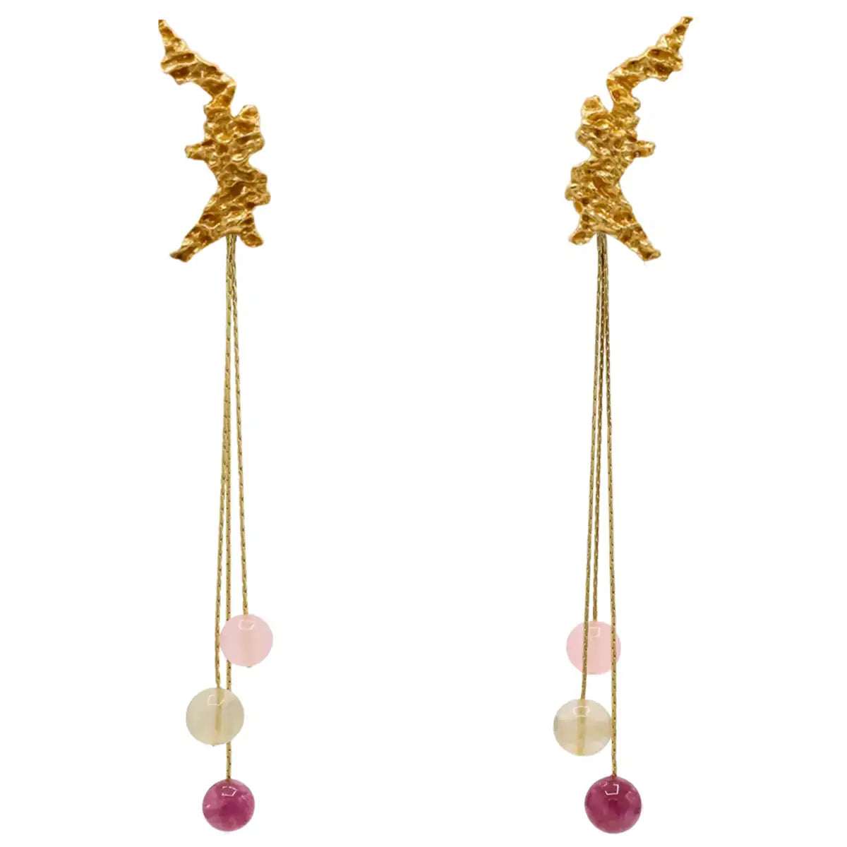 Matrix Set Oslín and Balls Earrings in Pink and Cream