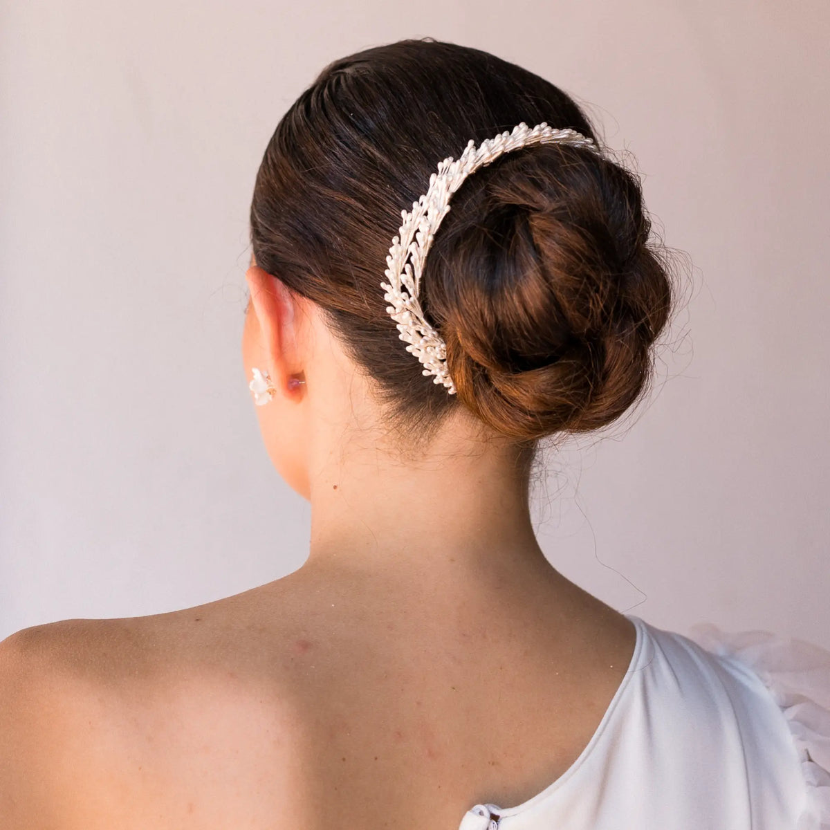 Tocado Anabel Plata Doble Blanco
