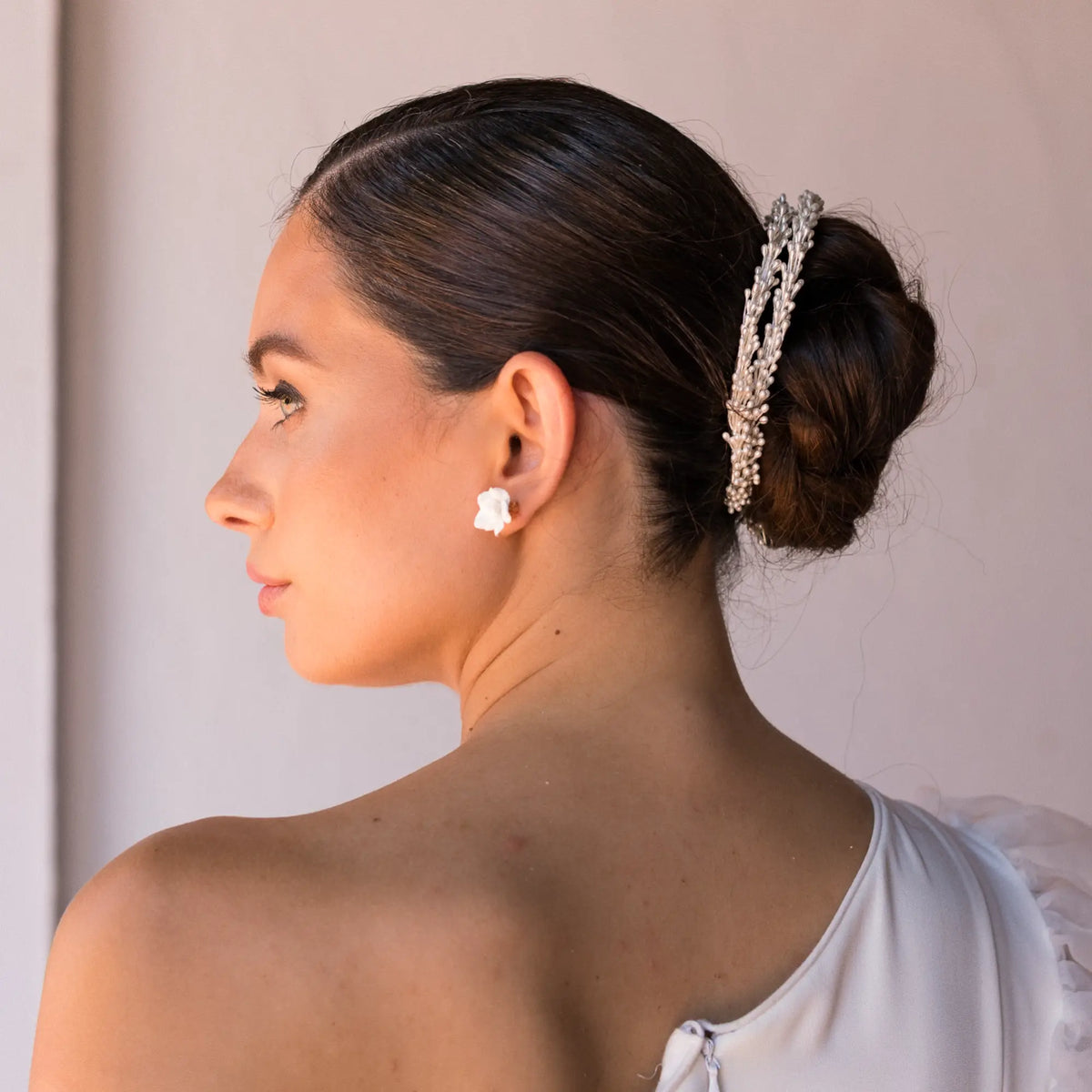 Tocado Anabel Plata Doble Blanco