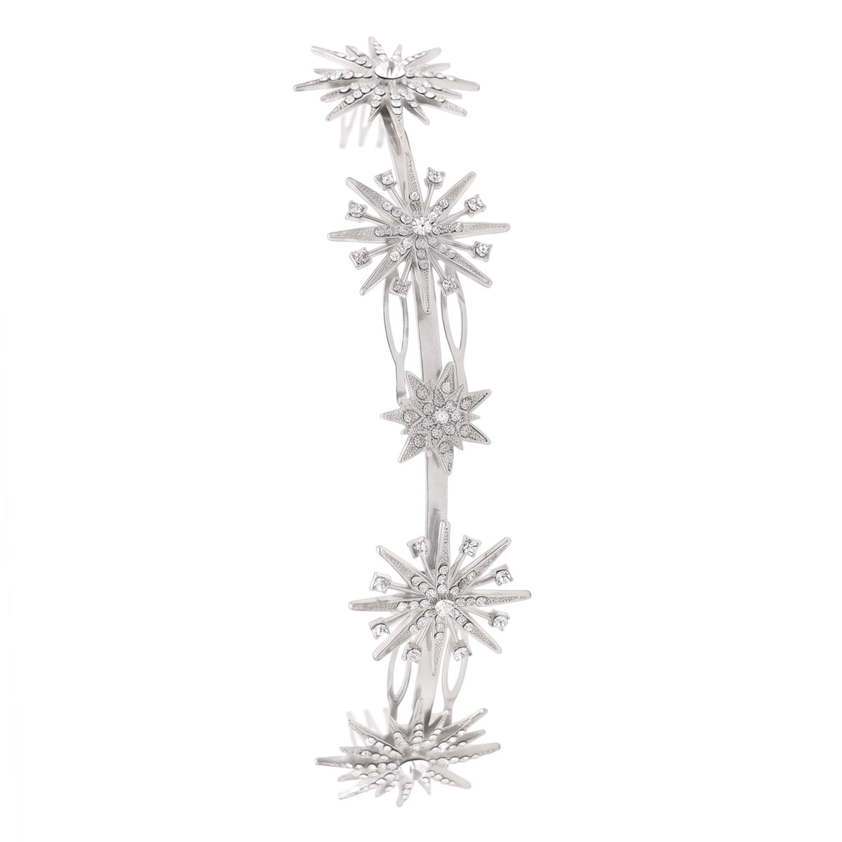 Tocado Cubre Raíz Joya Estrellas Plata Shine