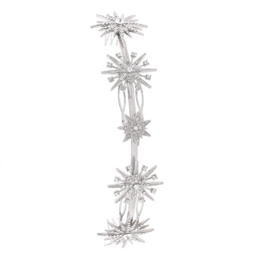 Tocado Cubre Raíz Joya Estrellas Plata Shine