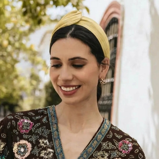 Tocado Diadema Larita Mostaza