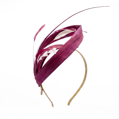 Tocado Diadema Norea Pluma Burdeos Ed. Limitada