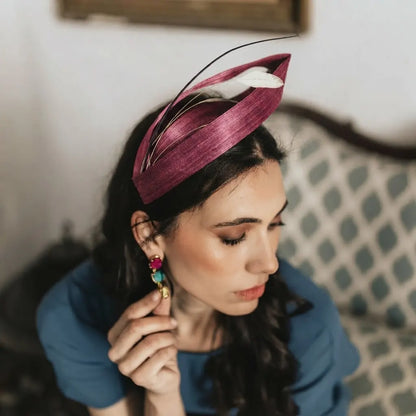Tocado Diadema Norea Pluma Burdeos Ed. Limitada