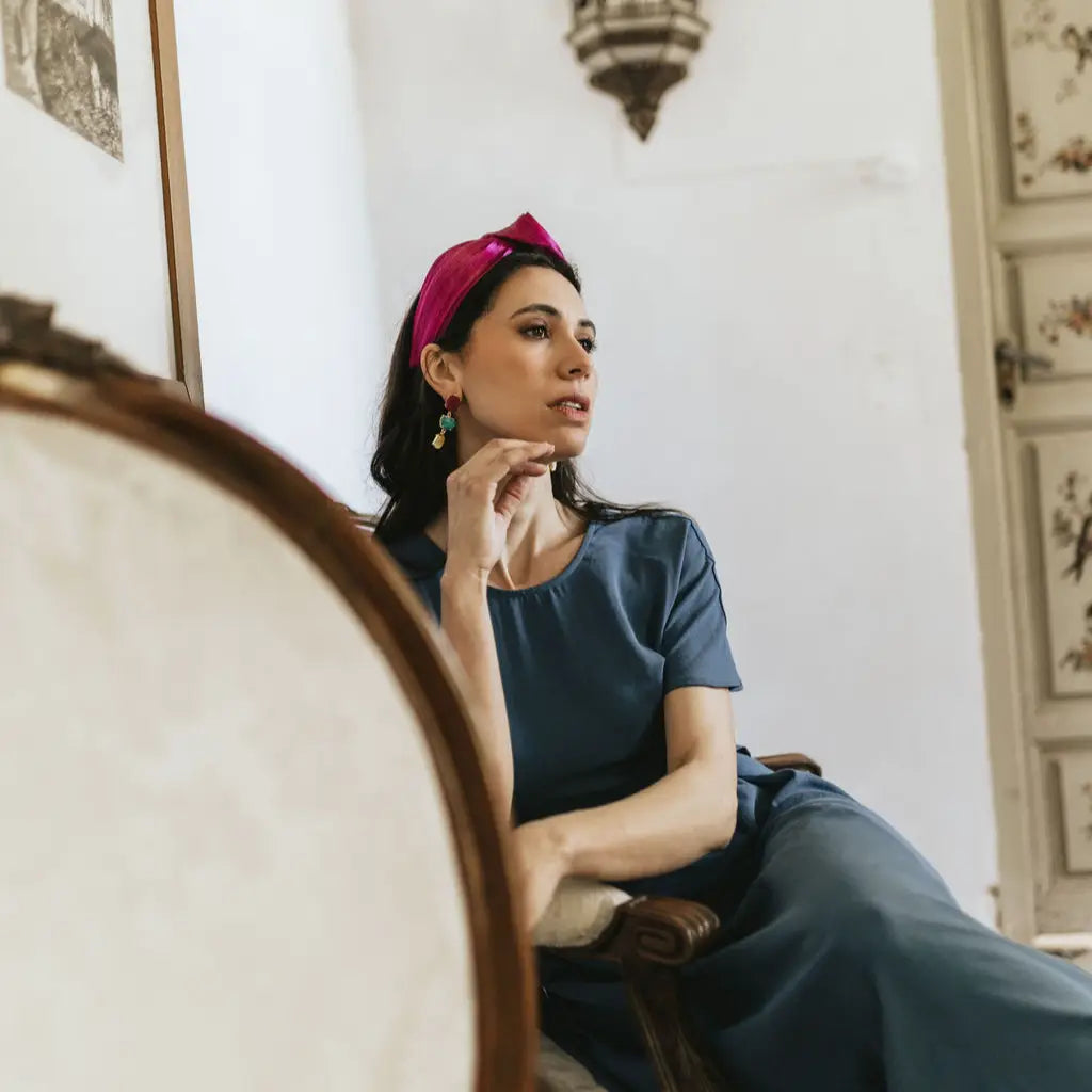 Tocado Diadema Lora Fucsia