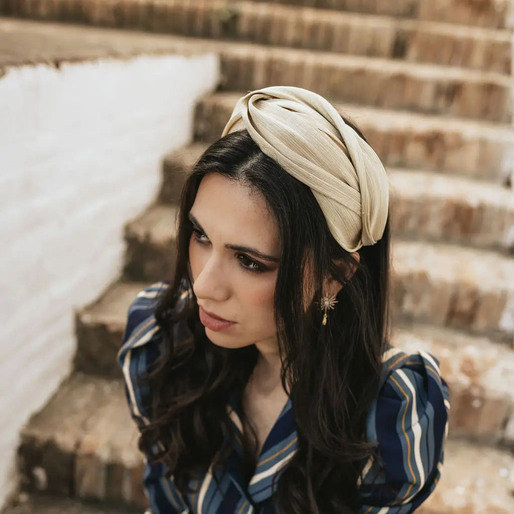 Tocado Diadema Bina Beige crema