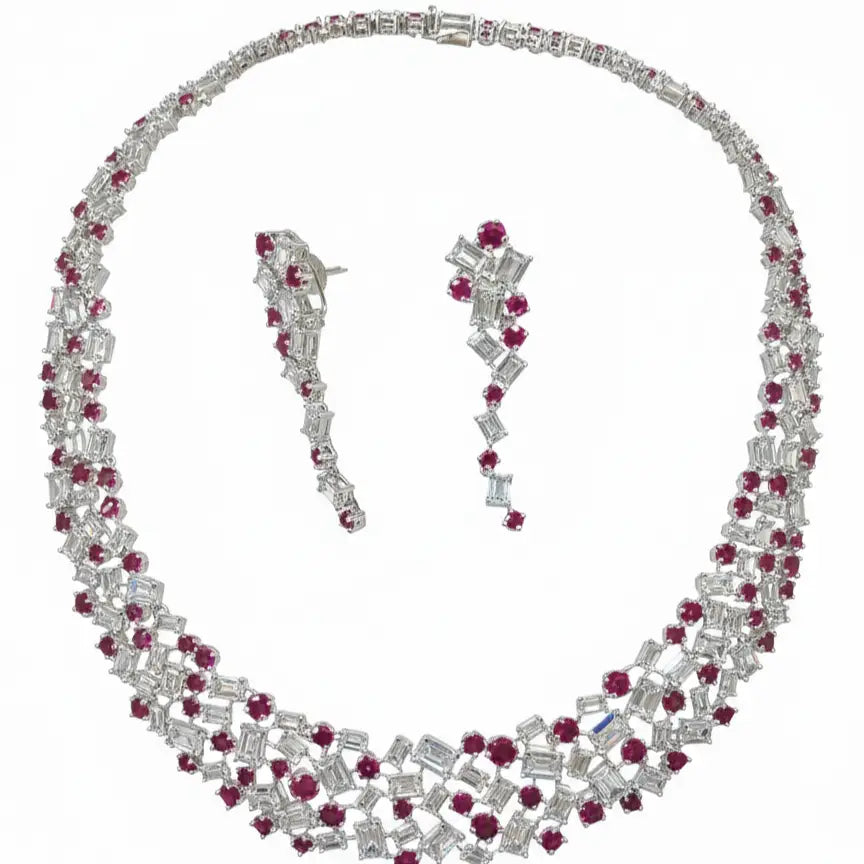 Venta Flash Vintage Conjunto Rubelia Ed. Limitada Plata Rubí y Shine