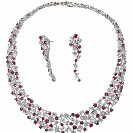 Venta Flash Vintage Conjunto Rubelia Ed. Limitada Plata Rubí y Shine