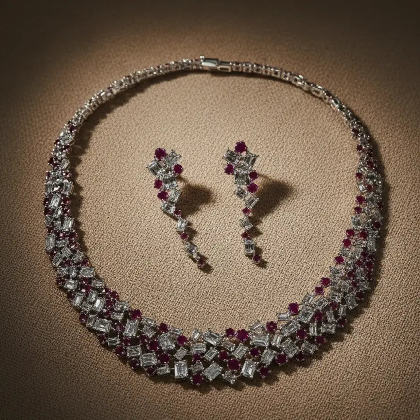 Venta Flash Vintage Conjunto Rubelia Ed. Limitada Plata Rubí y Shine