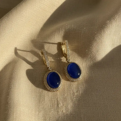 Venta Flash Vintage Pendientes Aros Gema Ed. Limitada Azul