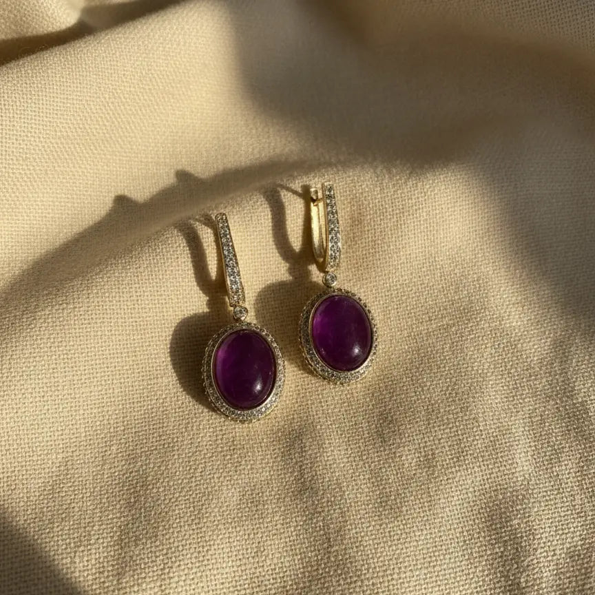 Venta Flash Vintage Pendientes Aros Gema Ed. Limitada Buganvilla