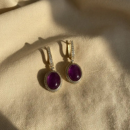 Venta Flash Vintage Pendientes Aros Gema Ed. Limitada Buganvilla