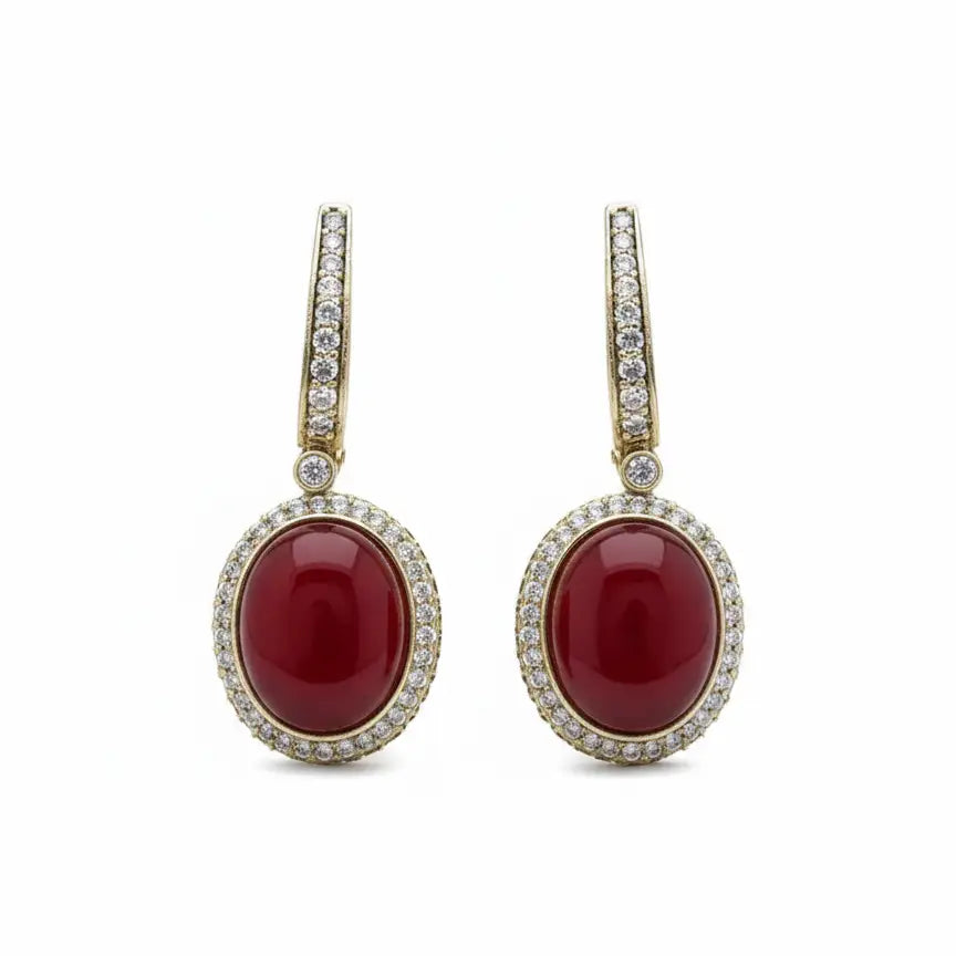 Venta Flash Vintage Pendientes Aros Gema Ed. Limitada Rojo