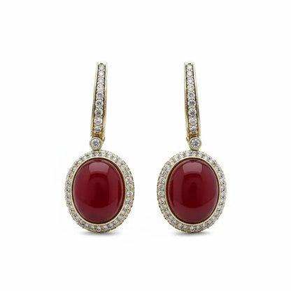 Venta Flash Vintage Pendientes Aros Gema Ed. Limitada Rojo