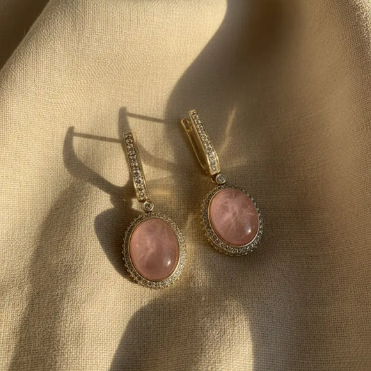 Venta Flash Vintage Pendientes Aros Gema Ed. Limitada Rosa