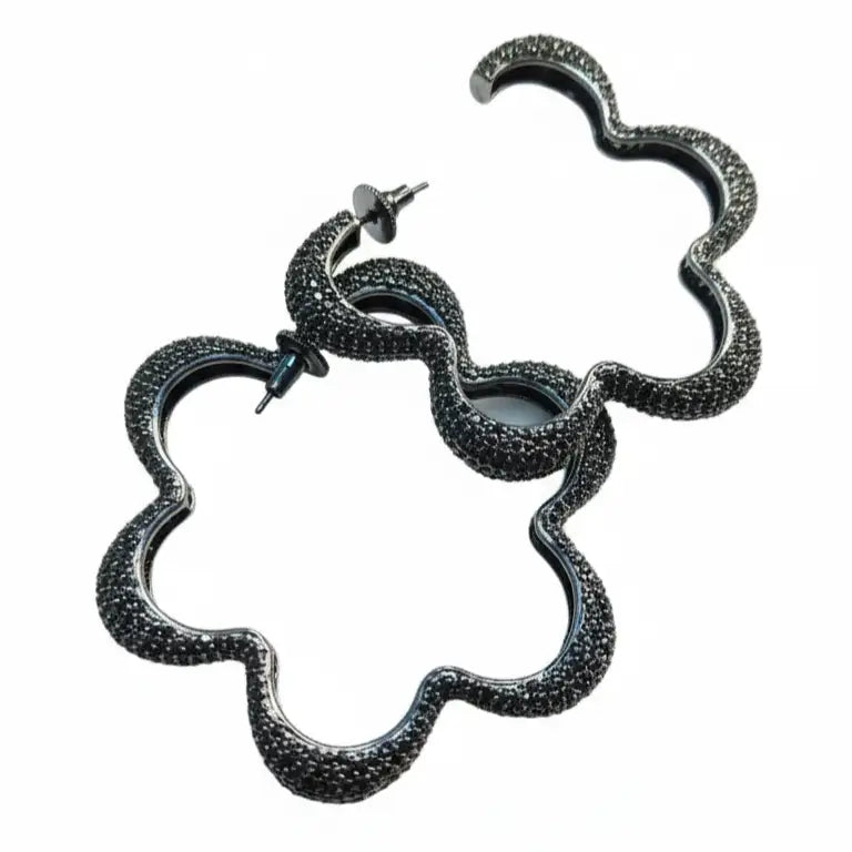 Venta Flash Vintage Pendientes Aros Voluta Ed. Limitada Cromo Negro