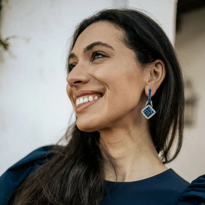 Venta Flash Vintage Pendientes Belmira Ed. Limitada Plata Azul