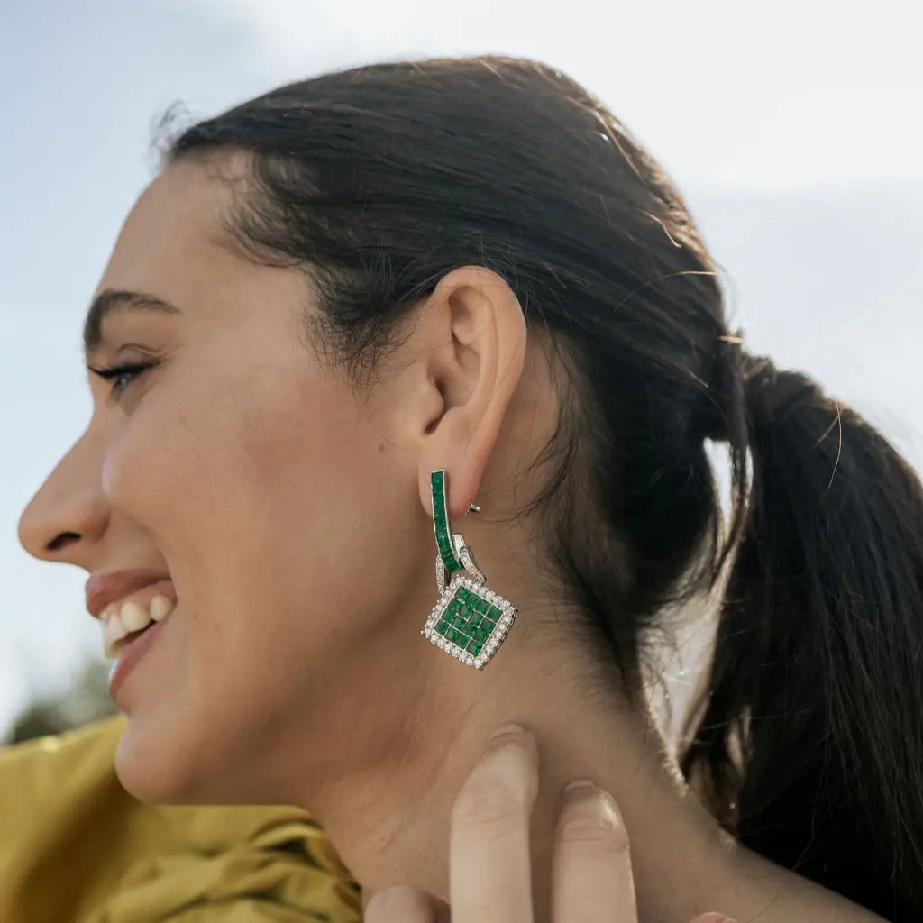 Venta Flash Vintage Pendientes Belmira Ed. Limitada Plata Verde