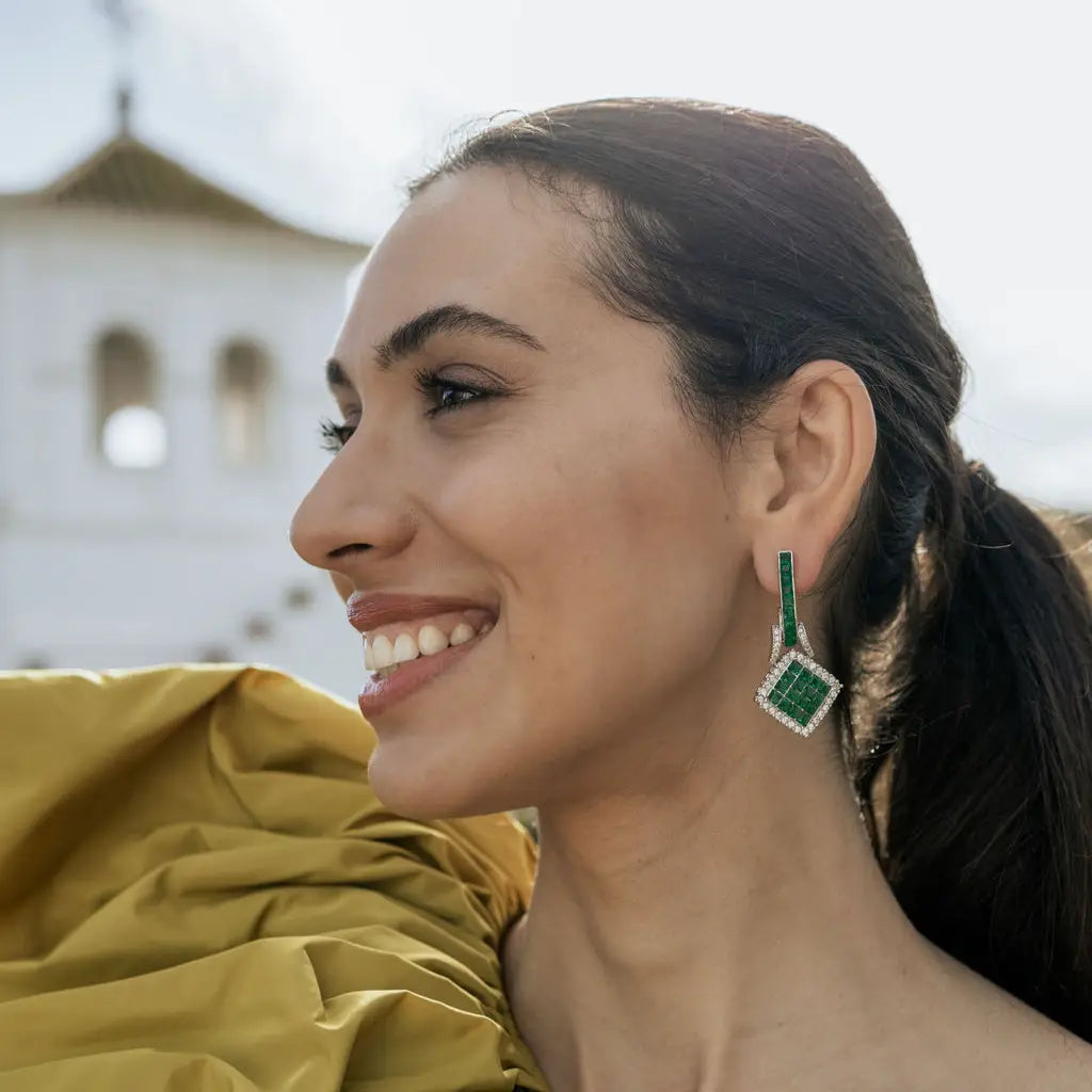 Venta Flash Vintage Pendientes Belmira Ed. Limitada Plata Verde