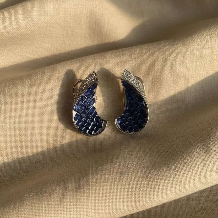 Venta Flash Vintage Pendientes Caleido Ed. Limitada Plata Azul oscuro