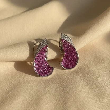 Venta Flash Vintage Pendientes Caleido Ed. Limitada Plata Fucsia
