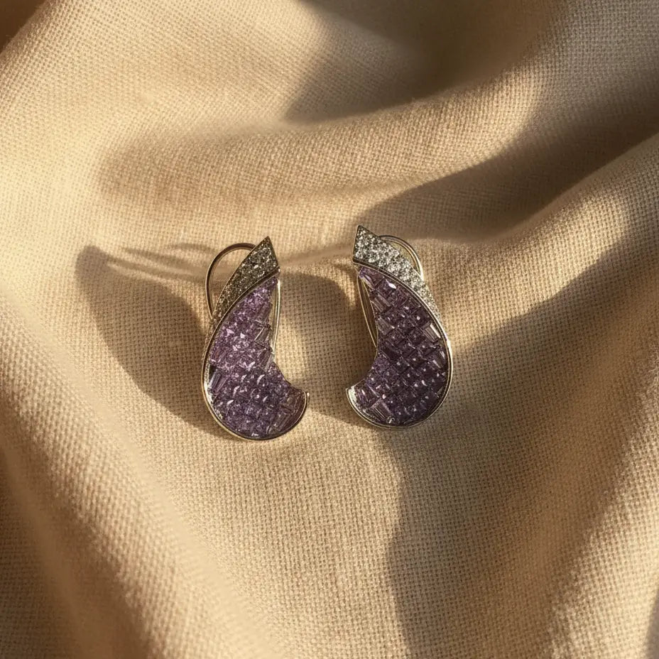 Venta Flash Vintage Pendientes Caleido Ed. Limitada Plata Morado