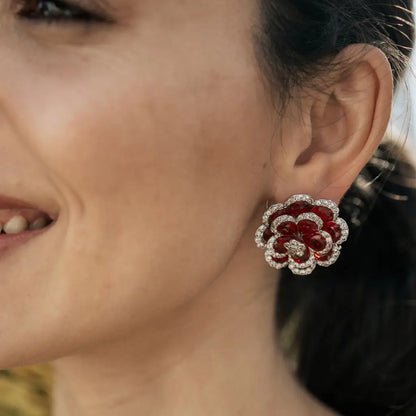 Venta Flash Vintage Pendientes Eclara Desmontables Ed. Limitada Plata Shine Rojo