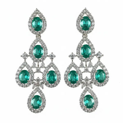 Venta Flash Vintage Pendientes Lujosa Ed. Limitada Plata Verde