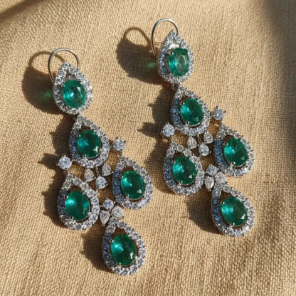 Venta Flash Vintage Pendientes Lujosa Ed. Limitada Plata Verde