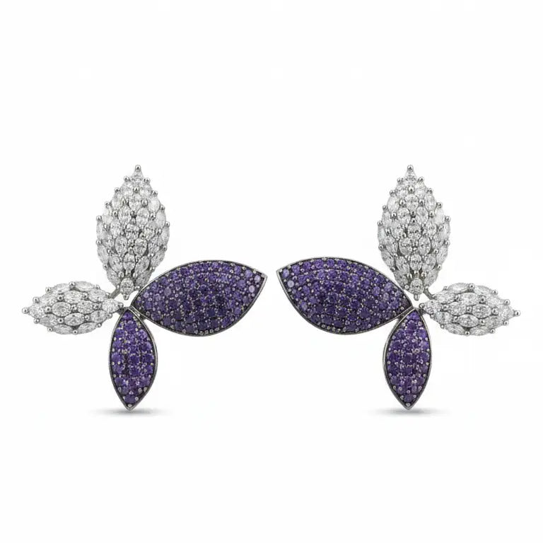 Venta Flash Vintage Pendientes Mariposa Ed. Limitada Plata Shine y Morado