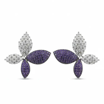 Venta Flash Vintage Pendientes Mariposa Ed. Limitada Plata Shine y Morado