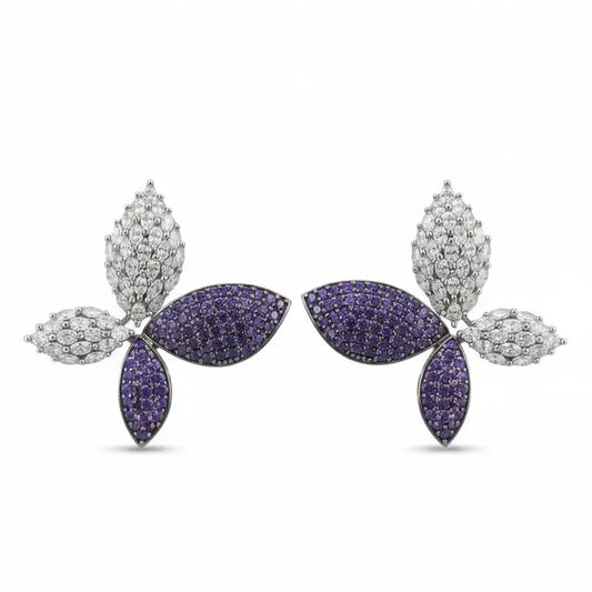 Venta Flash Vintage Pendientes Mariposa Ed. Limitada Plata Shine y Morado