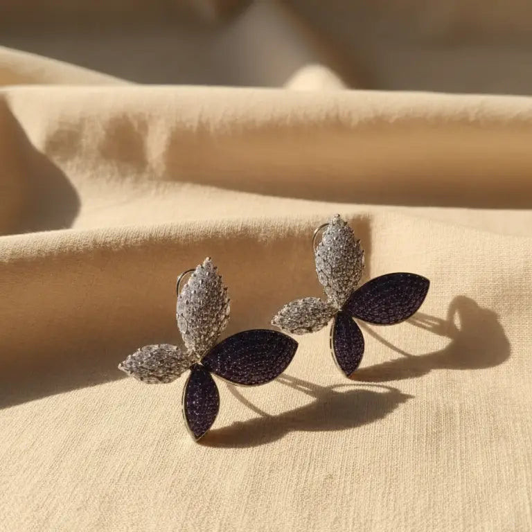 Venta Flash Vintage Pendientes Mariposa Ed. Limitada Plata Shine y Morado