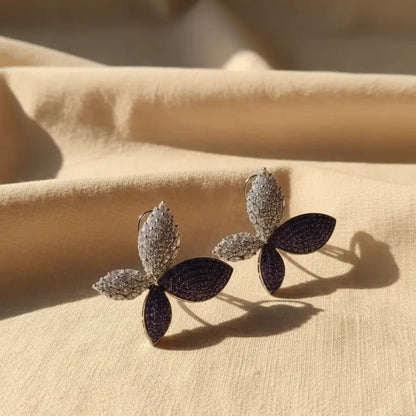 Venta Flash Vintage Pendientes Mariposa Ed. Limitada Plata Shine y Morado