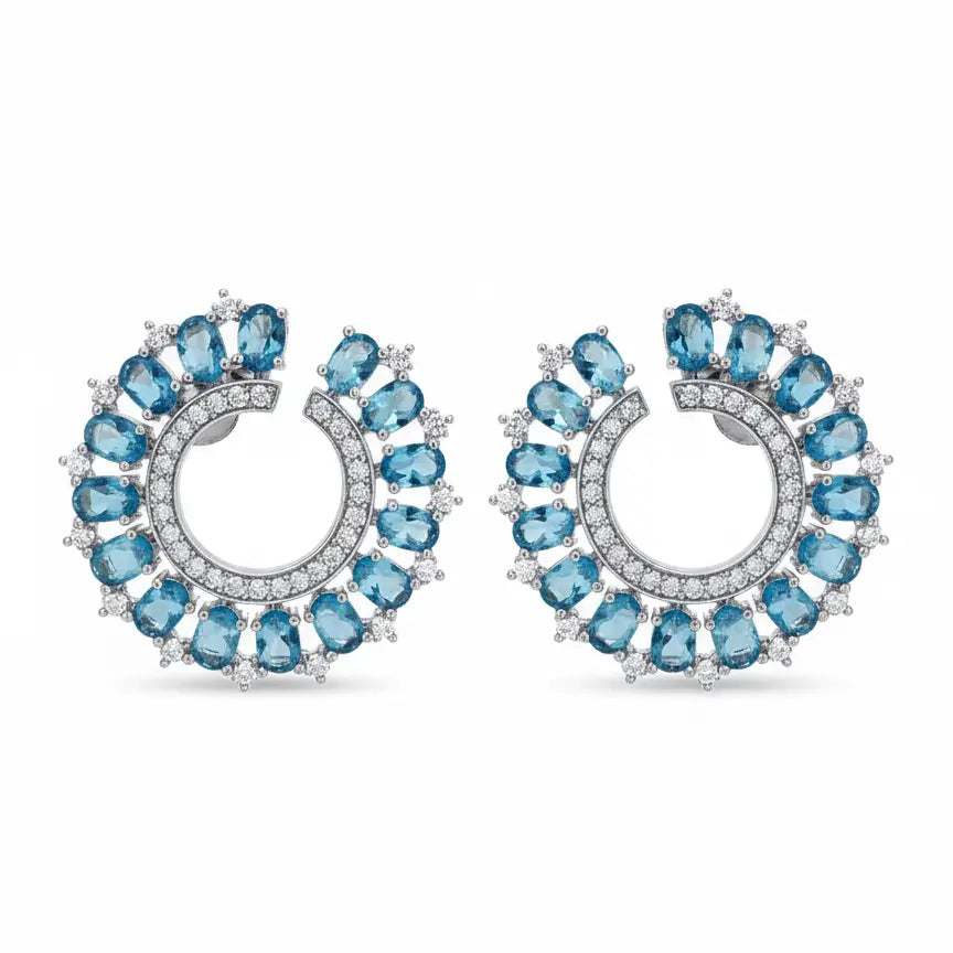 Venta Flash Vintage Pendientes Radiosa Ed. Limitada Plata Azul claro