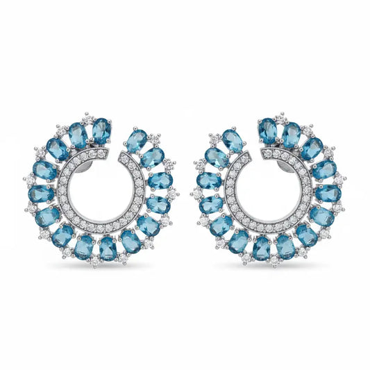 Venta Flash Vintage Pendientes Radiosa Ed. Limitada Plata Azul claro