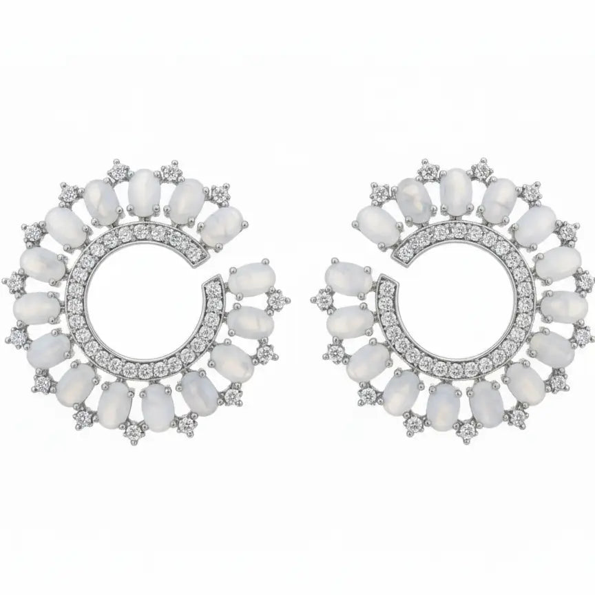 Venta Flash Vintage Pendientes Radiosa Ed. Limitada Plata Blanco gris