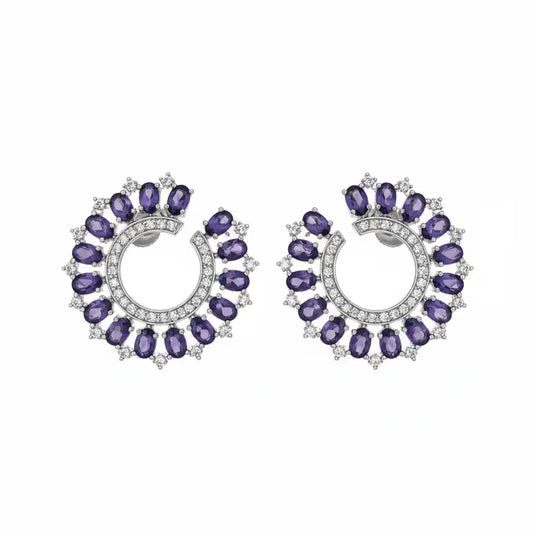 Venta Flash Vintage Pendientes Radiosa Ed. Limitada Plata Morado